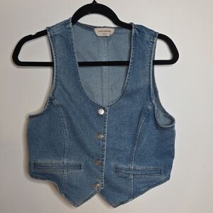 Saints & Hearts Denim Button-Up Vest Size Medium